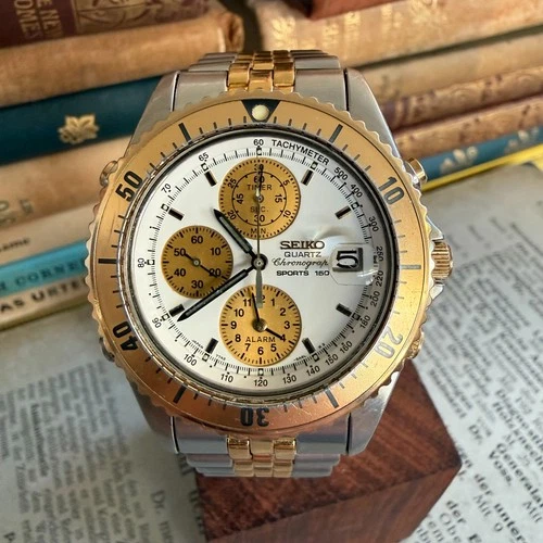 Vintage Seiko Sports 150 Alarm Chronograph Quartz Diver 7T42-6A5A from 1991