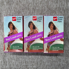 Lot of 3 GAF 126 INSTAMATIC COLOR PRINT FILM SOLD AS IS FOR DISPLAY Expired 1973