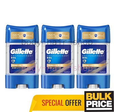 Gillette Champion Gold Deodorant Gel 48H Leistungsstarker Schweißschutz 70ml ...