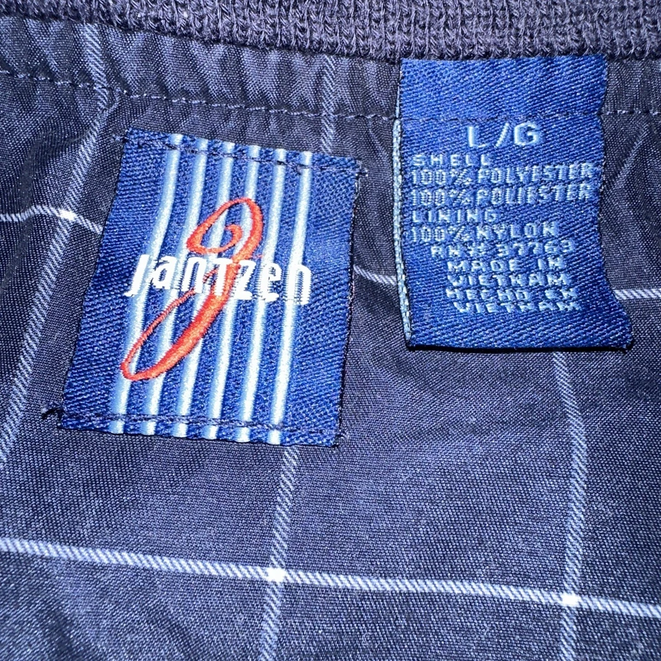 Pullover cortavientos Jantzen azul para hombre patrón de rejilla L/G cuello en V manga larga Foto 2 de 4