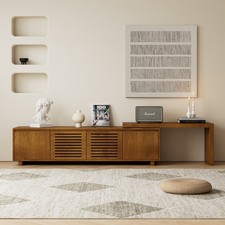 63" Mid-Century TV Stand for TVs up to 75", Adjustable Panel, Storage