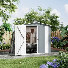 6x4 Outdoor Metal Storage Shed Galvanized Steel Garden Shed w Vents Sloped Roof