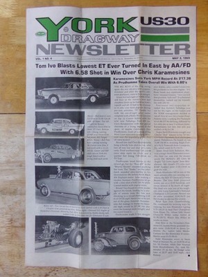 1969 YORK US30 DRAGWAY NEWSLETTER-''Jungle Jim''-Mickey Thompson-''Fast Eddie''