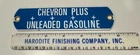 Vintage Chevron Plus Unleaded Gasoline, Blue Porcelain Sign/Emblem