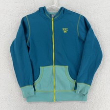 Nike Hoodie Youth XL Blue Full Zip Fleece Sweatshirt Colorblock Embroidered Logo