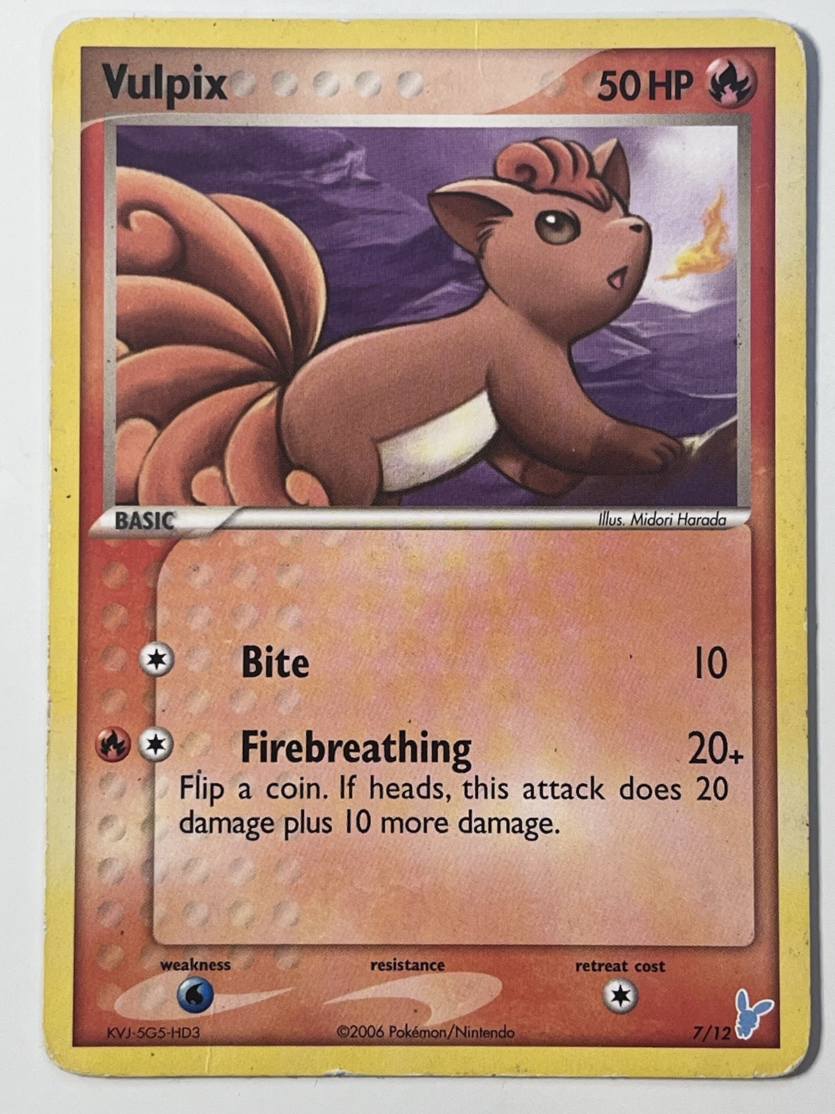 Vulpix 72/106 EX EmeraldCommon Pokemon Card 2006 HP Vintage E-reader