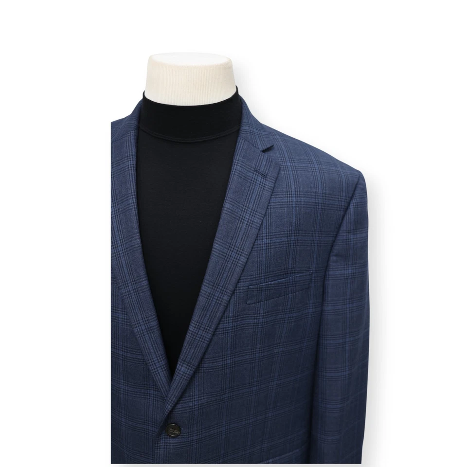 CHAPS Hombre Azul WINDOWPANE Dos Botones Abrigo Deportivo Traje Chaqueta Blazer 48 R Foto 3 de 4