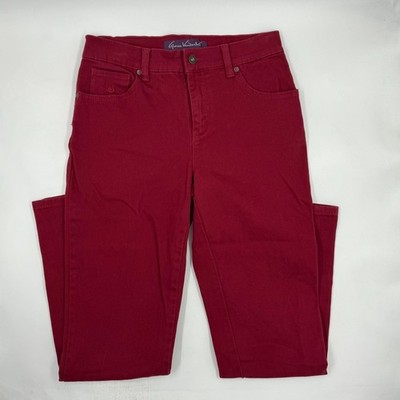 Gloria Vanderbilt Womens Amanda 4 Red Cotton Blend Stretch Straight Leg Pants