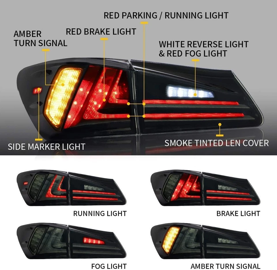 Par de luces traseras LED ahumadas L+R para Lexus IS250 IS350 ISF 2006-2013 Foto 2 de 4