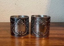 Antique Vintage Russian Kolchugino Silverplate Hallmarked Napkin Rings, PAIR