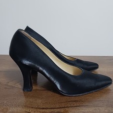 Salvatore Ferragamo Black Sateen Shimmer Pumps Heel Shoes 7B Vtg