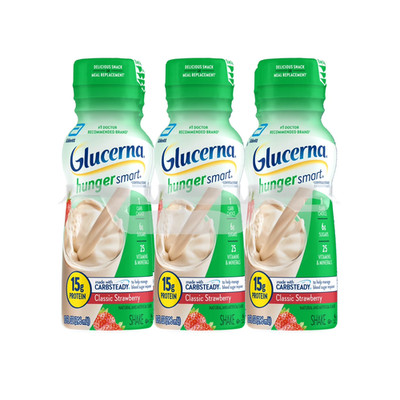 Glucerna Hunger Smart Diabetic Protein Shake, Classic Strawberry, 10-floz Pack 6