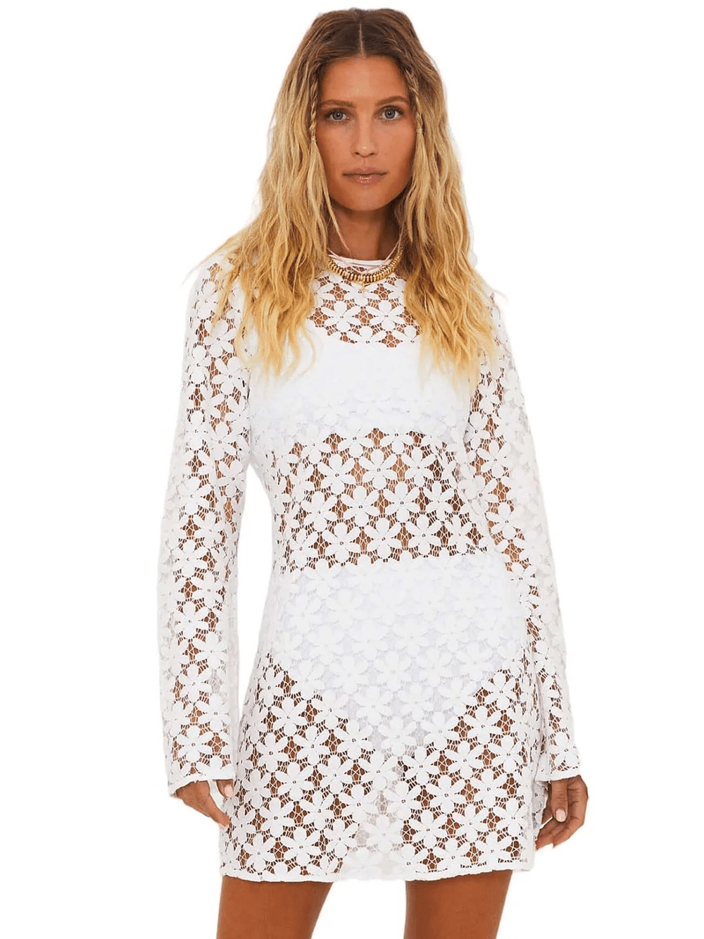 BEACH RIOT Women's Goldie Floral Mesh Dress in White Size XS
