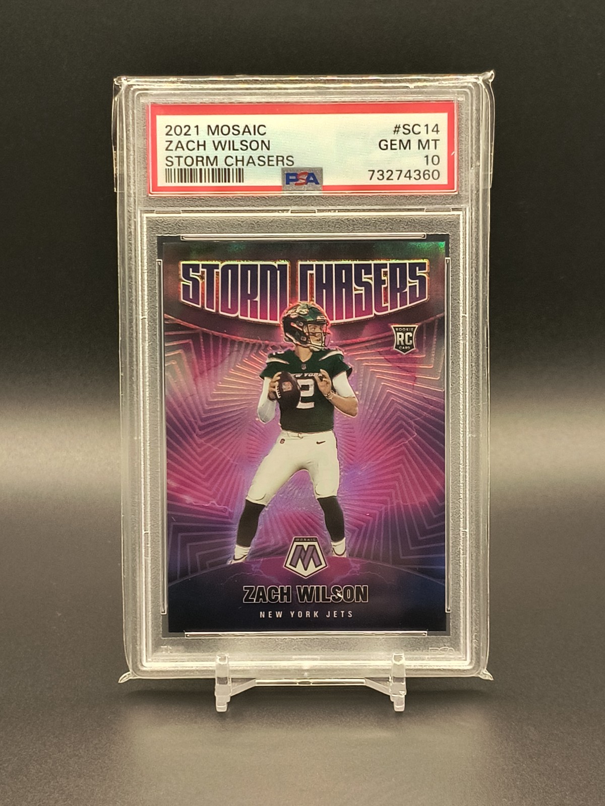2021 Mosaic Zach Wilson Storm Chasers PSA 10 Case Hit New York Jets