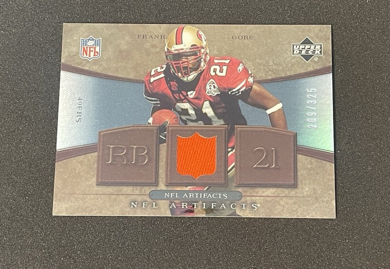 2007 Upper Deck Artifacts #NFL-FG Frank Gore Game-Used Jersey Card #/325 - 49ers