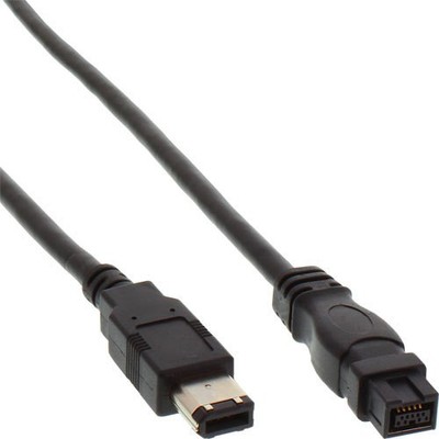 3x InLine FireWire Kabel 6pol / 9pol Stecker / Stecker 1m schwarz