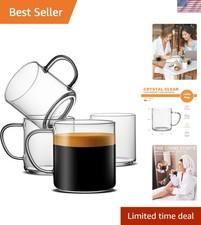 Coffee Mug Set of 4 14 oz Clear Borosilicate Glass Cups Heat Resistant Durable