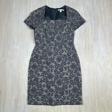 Banana Republic Gray Lace 40s Romantic Retro Cocktail Hollywood Sheath Dress 2