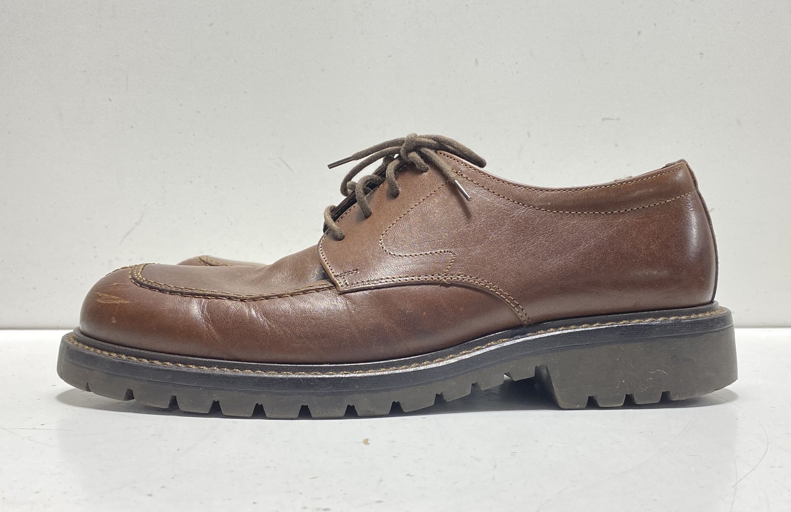 SAOLA Bostonian scarpa uomo marrone pelle tinta unita Oxford tacco basso casual suola a strappo taglia 9