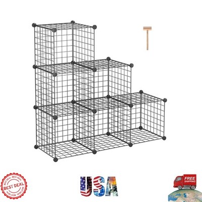 Sturdy 6-Cube Wire Organizer with Metal Grids - Perfect for Home & Office