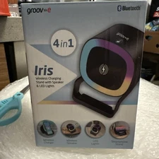 IRIS Smartphone Holder with Wireless Charging & Bluetooth Speaker LED lights New