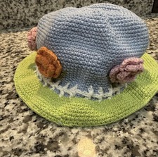 Bucket Hat Girls 1-3 Years Garden Design Flower Garden Knit Hat toddler