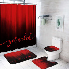 Bathroom Set with Shower Curtain and Rugs, 4 Pcs, Ombre Red Black  Get Naked Mo