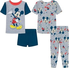 Mickey Mouse boys 4-piece Snug-fit Cotton Pajama Set Size 2T 3T 4T