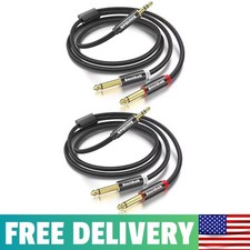 2pack 3.3Ft 3.5mm TRS To Dual 6.35mm Stereo Cable 1/8 TRS To Dual 6.35mm 1/4 TS
