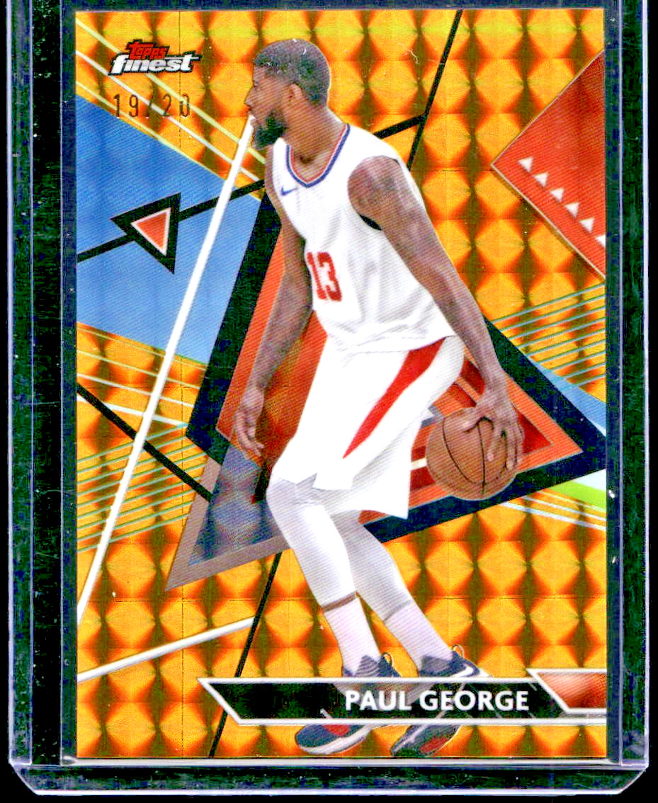 2023-24 Topps Finest Basketball #128 Paul George Gold Refractors #19/20 SSP
