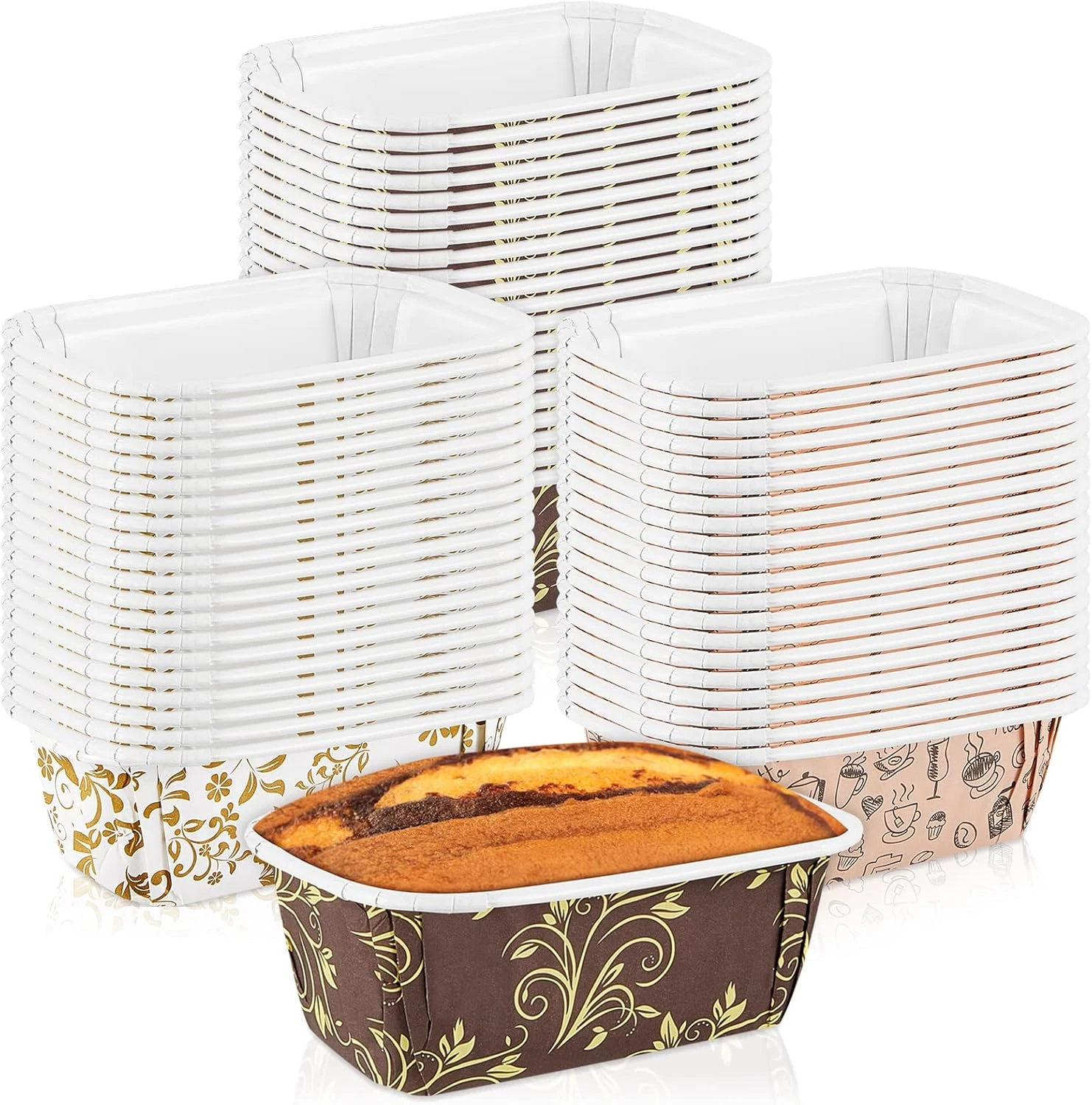 60 Pcs 4.4 x 2.7 x 1.6 Inches Paper Loaf Pan Disposable Paper Baking Loft Pans R
