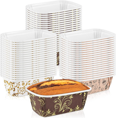 60 Pcs 4.4 x 2.7 x 1.6 Inches Paper Loaf Pan Disposable Paper Baking Loft Pans R
