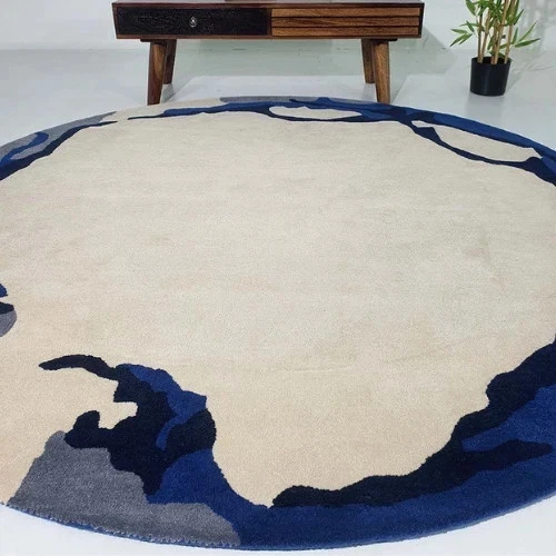 Round Rug Hand Tufted Wool Round Carpet Circle Rug 9x9, 10x10 for home decor rug - Image 2 of 4
