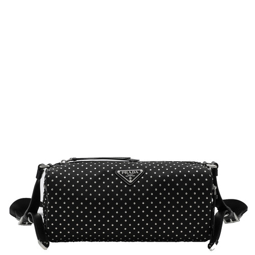 PRADA Black Re-Nylon Studded Shoulder Bag New & Authentic