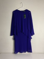 Lauren Ralph Lauren Women's Apollonia Chiffon Blue Shift Dress Size 4