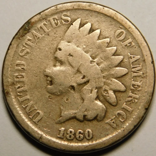 1860 Indian Head Cent Pointed Bust (FS-401)  Actual Coin Pictured
