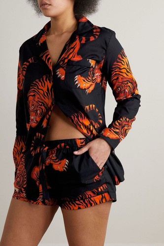 Conjunto de pijama corto camisa tigre Desmond & Dempsey Rayas talla pequeña - Imagen 2 de 9