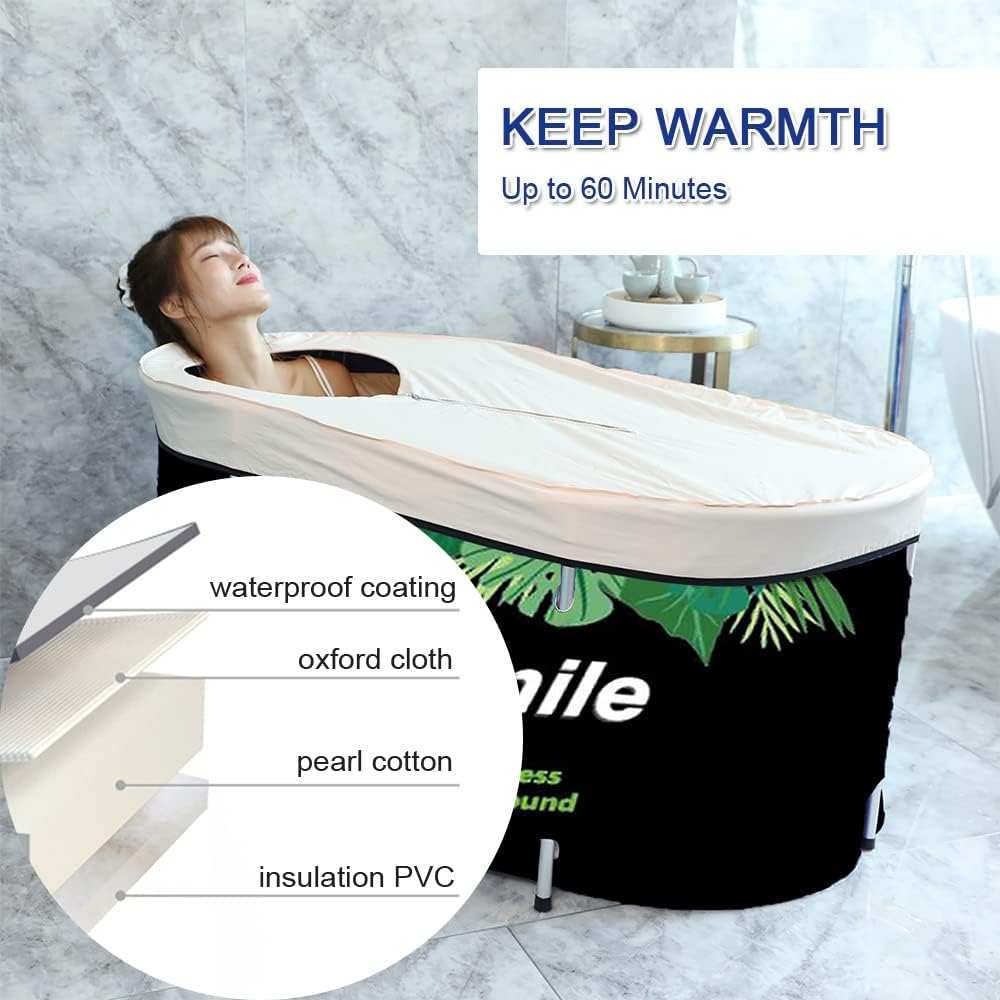 Portable Bathtub for Adult Foldable Japanese Soaking Bath Tub for