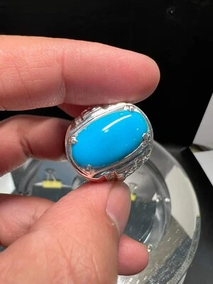Bague en argent sterling 925 pierre précieuse turquoise de 5,0 carats pour ca... - Photo 1/4