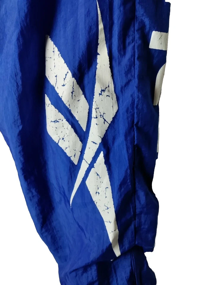 Reebok Men M Vintage Logo Blue white Windbreaker Pants - Image 2 of 4