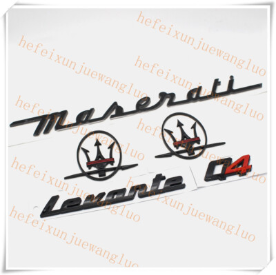 5pc Set Glossy Black Emblem For Maserati Levante Q4 Side Trunk Badges Nameplate/