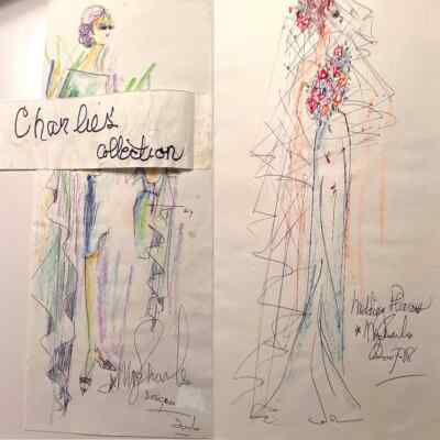 40  Vintage Fashion Illustrations 18x12 Mr. Charles Original Drawings Hand Drawn