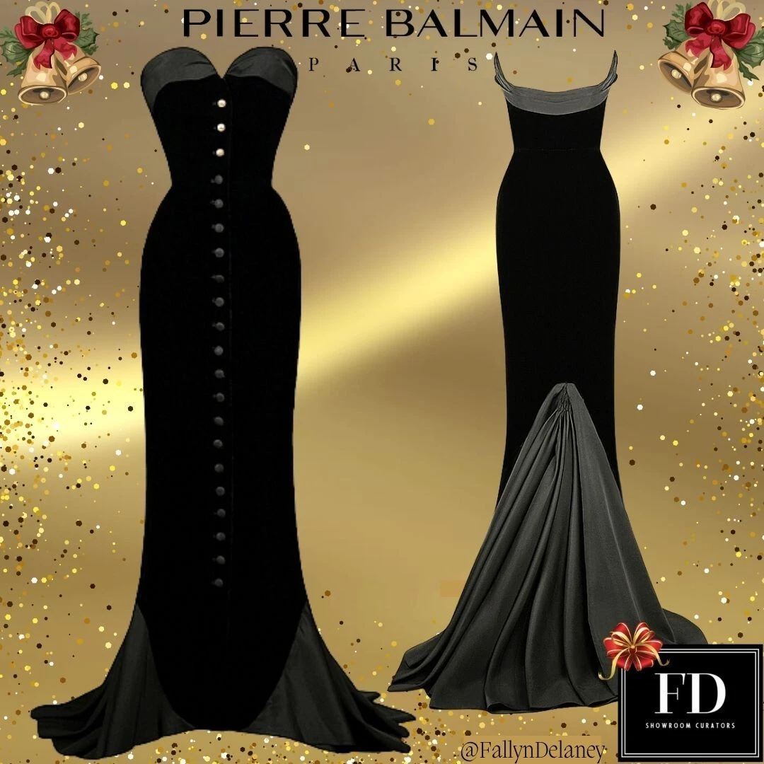 Pierre Balmain Vintage Black Velvet Couture Evening Dress Fall/Winter Sz eBay