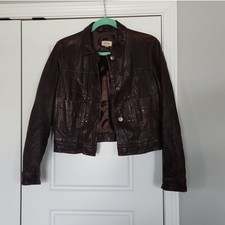 Fossil Brown Lamb Leather Jacket - Size Small