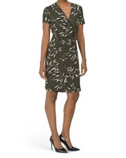 NEW ANNE KLEIN GREEN CAREER FAUX WRAP SHEATH PLEATED DRESS SIZE 12  $99