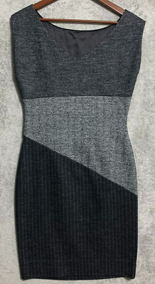 DIANE VON FURSTENBERG Wool JORI Color Block Knit Sheath Herringbone Dress Sz 10