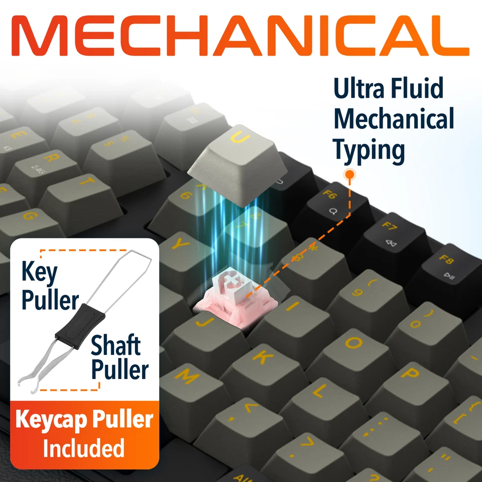 Delton KB450 Wireless Ergonomic Mechanical Keyboard, Black - Image 3 of 4