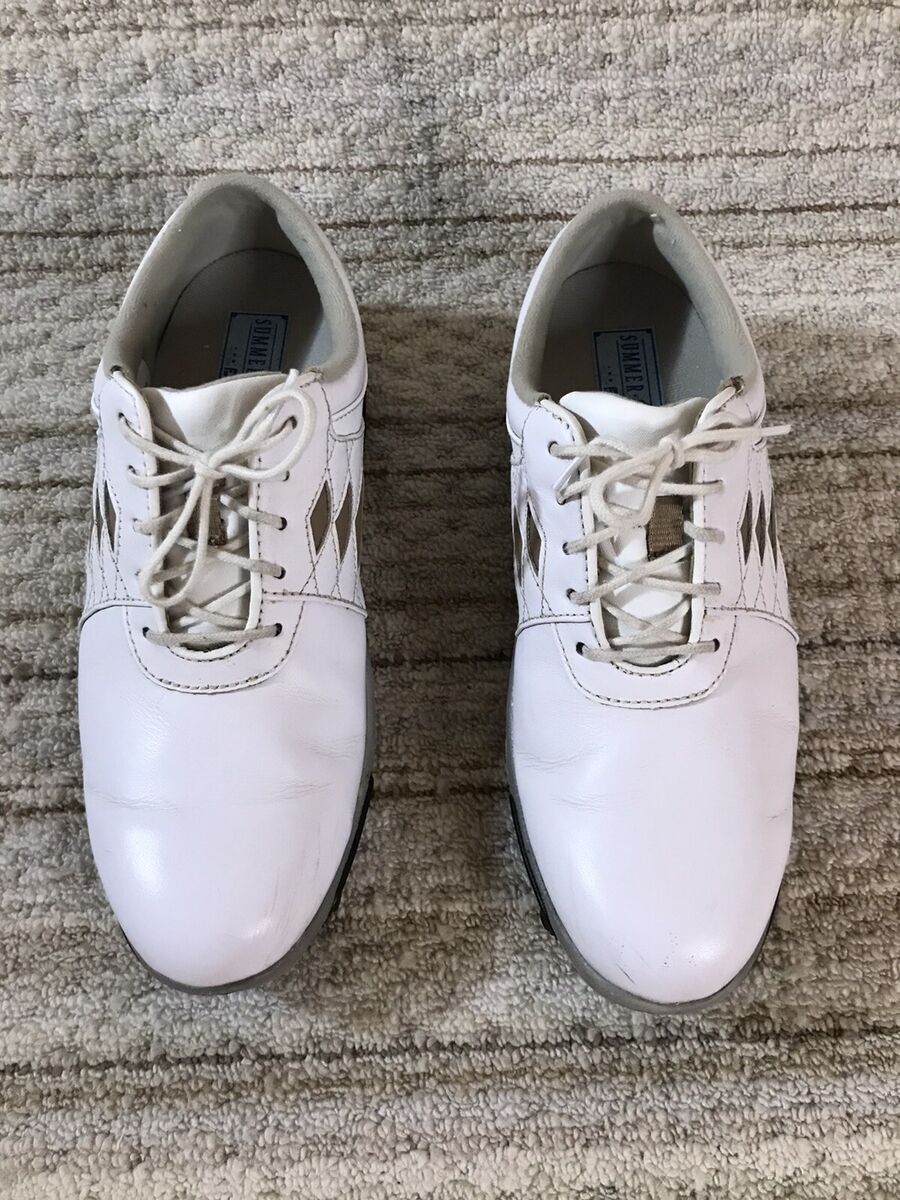 Women's Sz 7.5 FootJoy White Leather Golf Shoes eComfort Women's Sz 7.5 FootJoy White Leather Golf Shoes eComfort