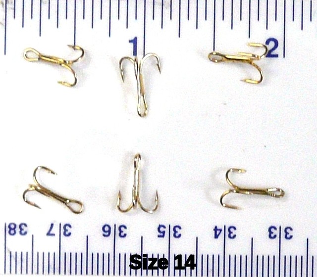 50 GT Top Quality Gold Treble Fish Fishing Hooks Size 14 (JW) eBay