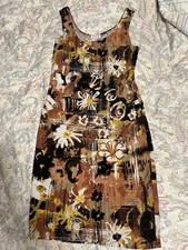 Jolie & Joy By FCT Dress Women Plus Size Large Tan Yellow Floral Sleeveless